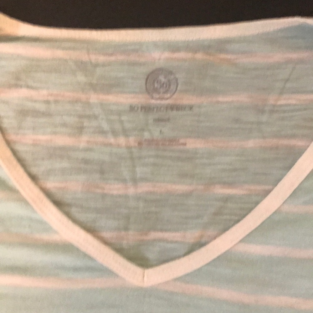Teal and White Striped V Neck - Picture 4 of 5